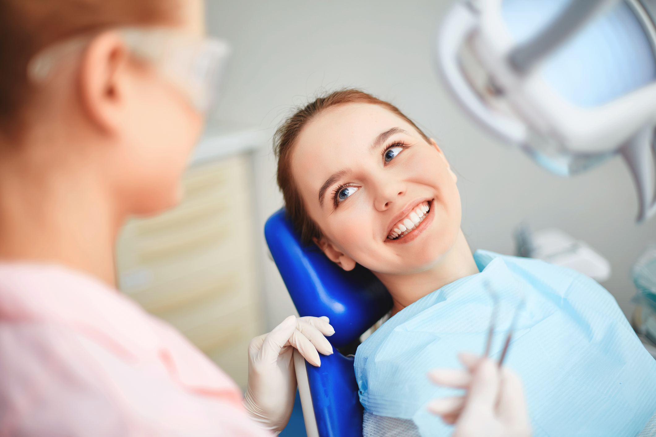 Patient ready for a Scale and Polish - dental treamtent